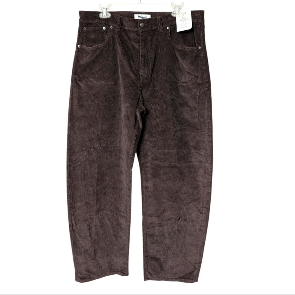 Madewell Women's Corduroy Ballon Barrel Pants in Rich Chocolate Brown Size 31‎